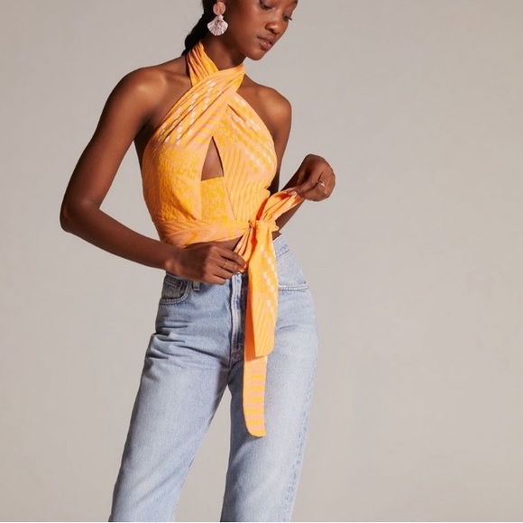 Eva Franco Tops - EVA FRANCO NWOT ORANGE Creamsicle Summer Wrap Halter Top